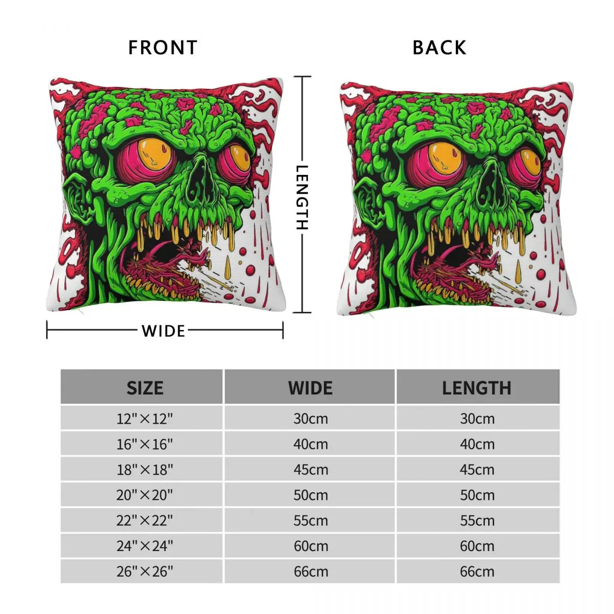 Zombie Blow Brain Square Pillowcase Polyester Linen Velvet Creative Zip Decorative Room Cushion Cover