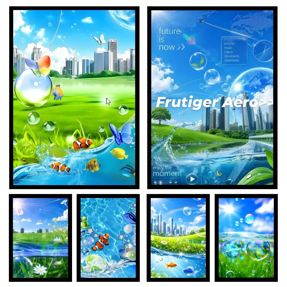 Frutiger Aero Art Y2K Millennium Poster Wall Art Print Decorative Mural Home Decor Gift Unframed