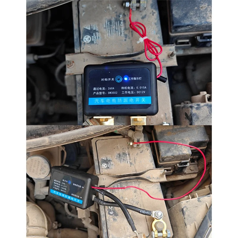 

Remote Battery Disconnect Switch Black Plastic+Metal Automatic Power Off Prevent Battery Drain With Remote Car Truck,A
