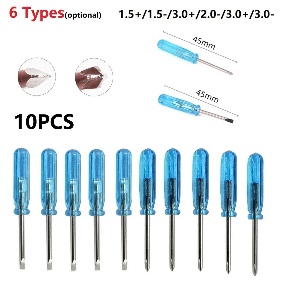 10pcs 1.5mm-3.0mm Mini Magnetic Screwdriver Slotted Cross Head Screwdriver Bits Set For X-box Mobile Phone Repair          NEW