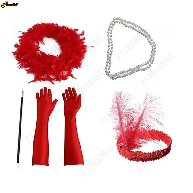 Women Great Gatsby Flapper Dress Girls Accessories Charleston Girl Headband Gloves1920s Fancy Dress Accessories Drop Shipping