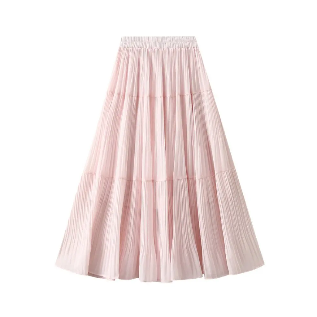 

Elegant Lady Style Chiffon Overskirt Korean Spring New All-Match Age-Reducing Half-Length Umbrella Skirt Fresh