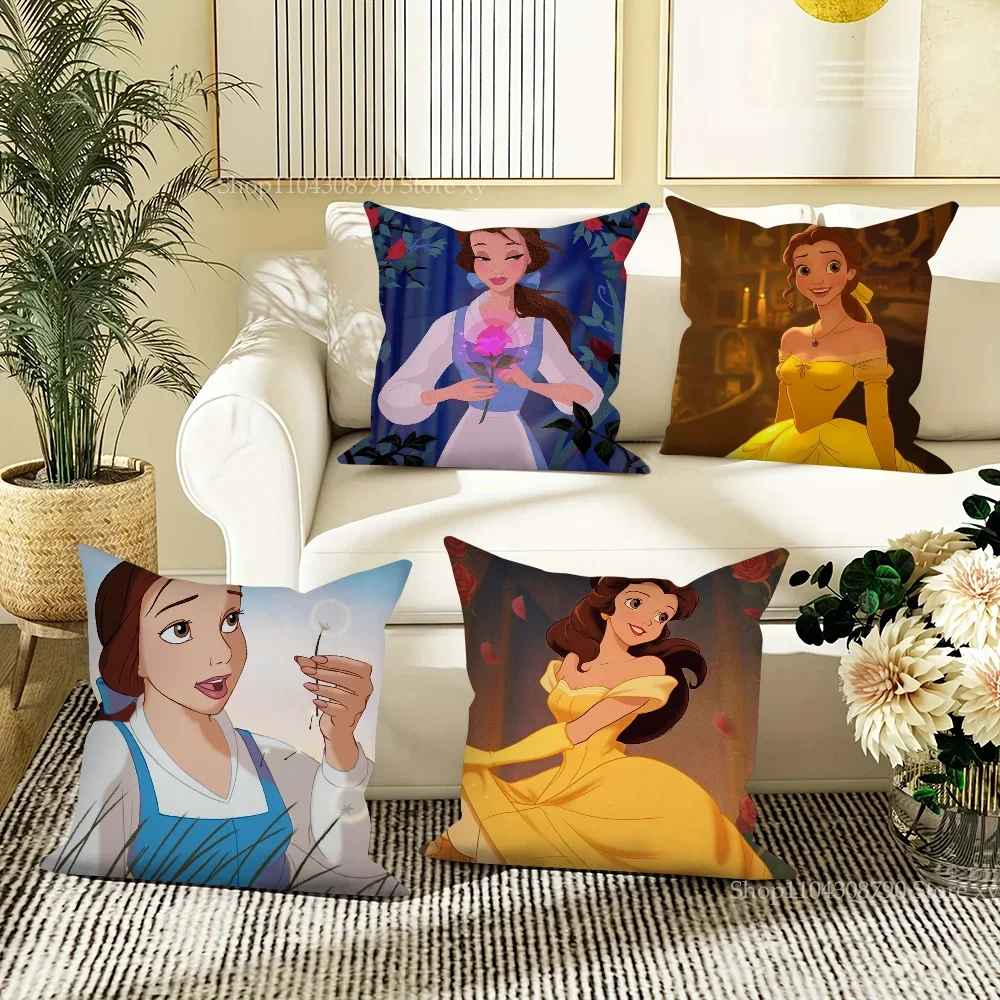 

French Classic Fairy Tale Princess B-Belle Pillow Case Square Pillow Bedroom Sofa Leisure Car Living Room Home Decoration 40X40