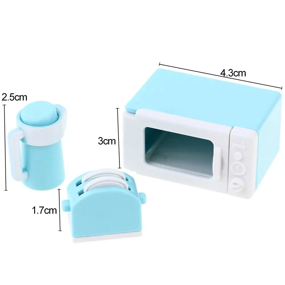 3PCS 1/12 Scale Doll Accessories Toy Kitchenware Dollhouse Microwave Oven Mini Kettle Scene Model Miniature Bread Machine