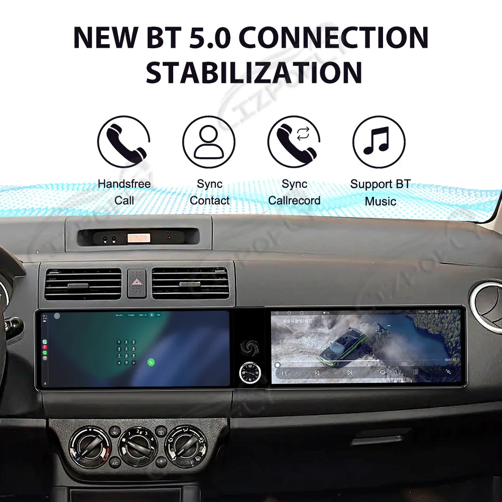 Dual 12.3 Inch Car Radio For Suzuki Swift 2010-2016 Android 13 CarPlay GPS Navigation Multimedia Player Head Unit Auto