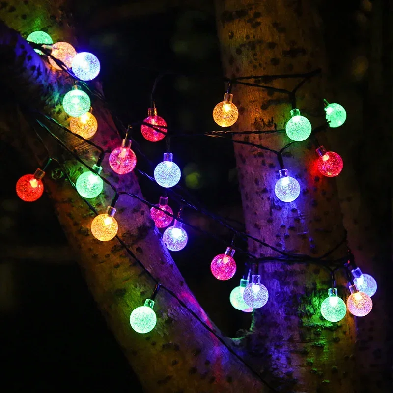 Holiday Solar Bubble String Lights 8 Lighting Modes Garden Street Tree Yard Party Christmas Outdoor Camping Parterre Decoration