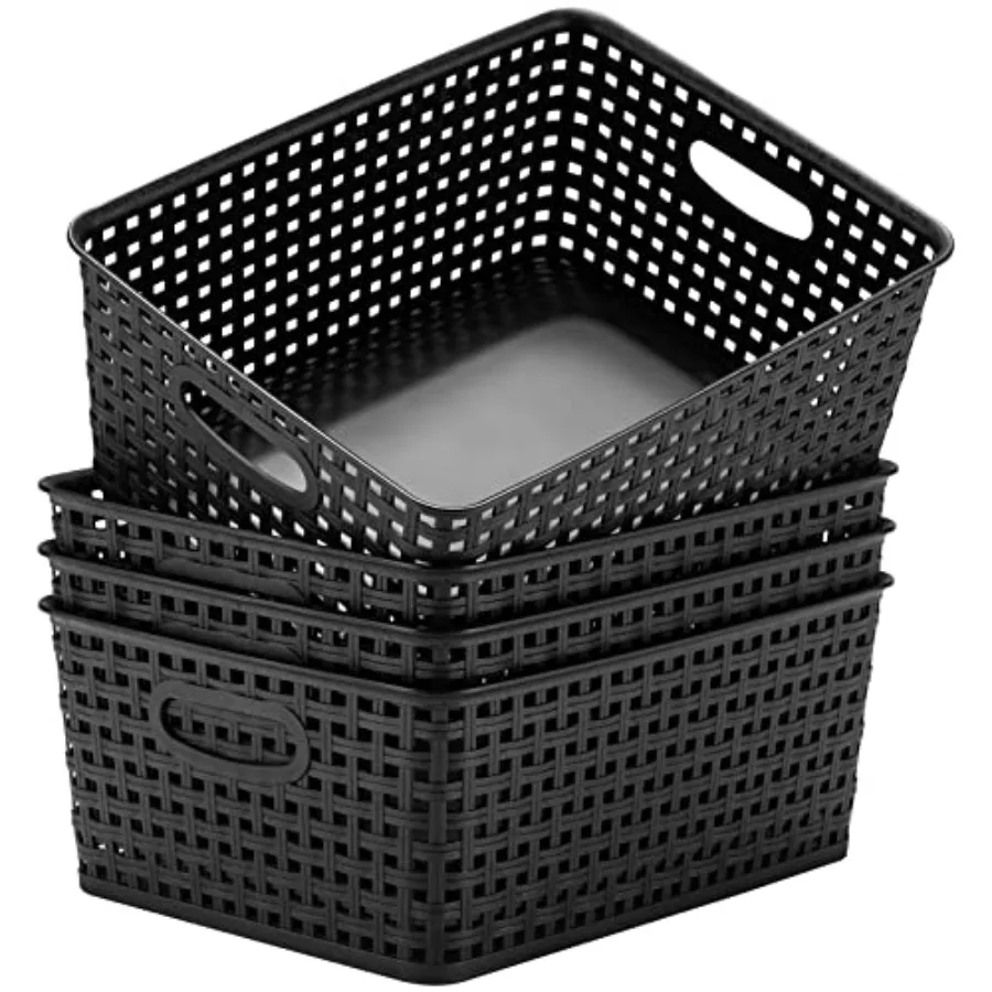 

Пластиковые корзины для хранения и организации, 11x8.5x4.7 дюймов, набор из 4 штук