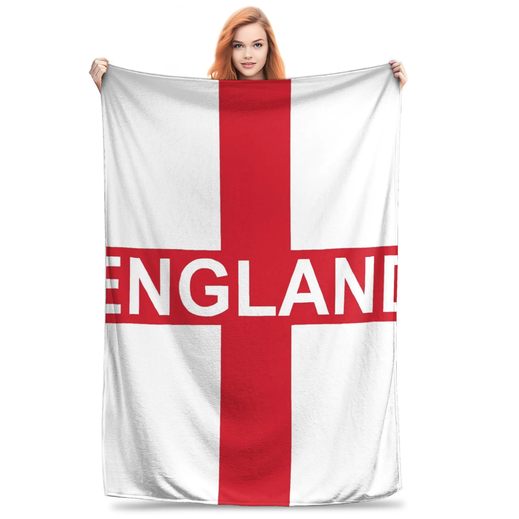 England Flag Blanket Throw 150x200cm UK British St George Cross Fleece Winter Decor Football Gifts