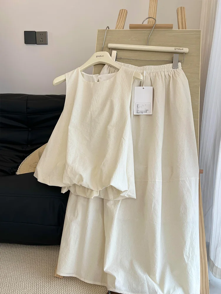 

Summer Fashion Vest And Skirt Set Women's Anti-Aging Loose Fit Ensemble Casual Chic Workwear Student Uniform Alternative
