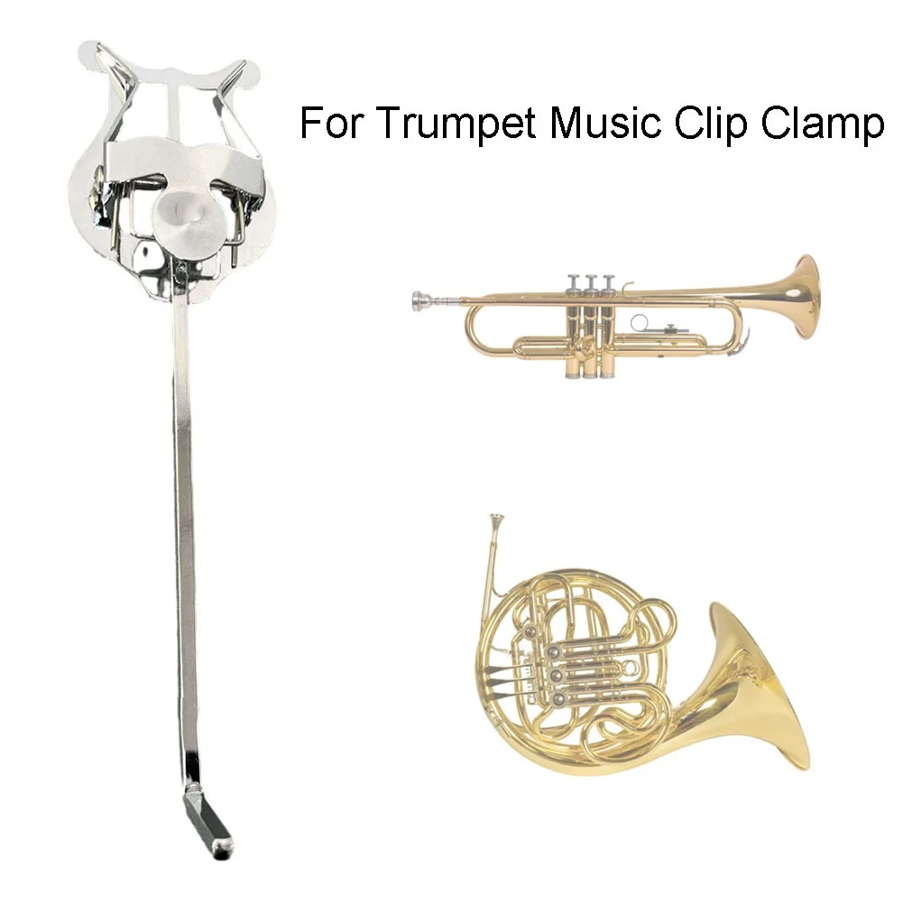 Portable Metal Trumpet Marching Lyre Clamp On Stand Lightweight Clamp-on Lyre Clamp Sheet Music Clip Stand Instrument Holder