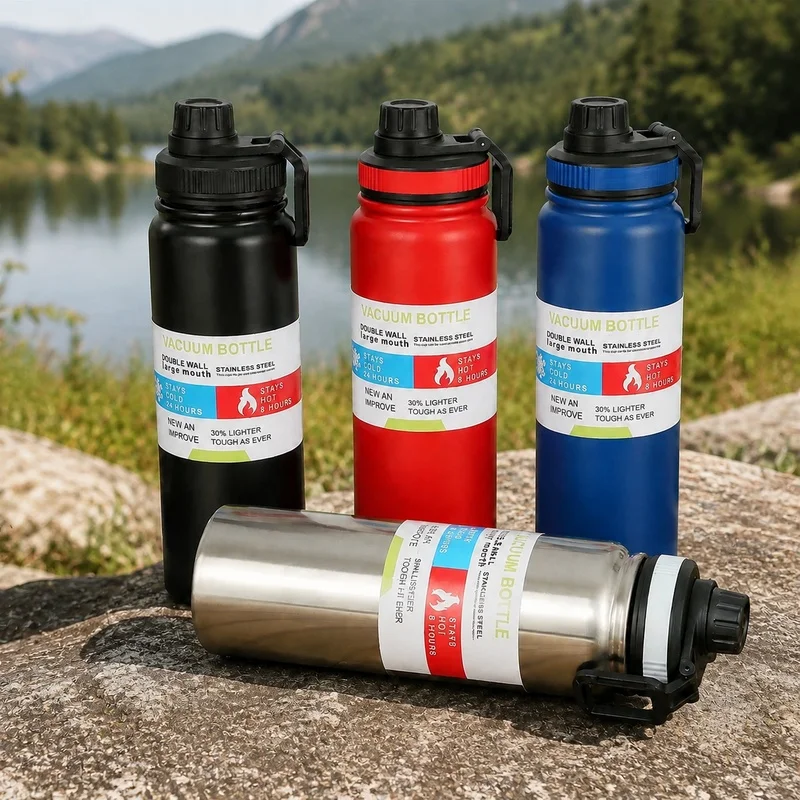 600-1000ML Stainless Steel Insulated Vacuum Bottle Thermal Mug for Sports and Travel, Maintains Temperature Hot or Cold