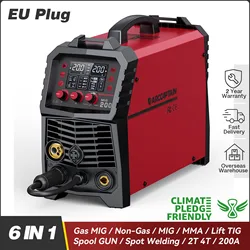 ARCCAPTAIN MIG Welding Machine 6 in 1 220V 200A Inverter IGBT Semi-Automatic MMA Lift TIG Gas Non-Gas MIG 2T 4T For Home Welder