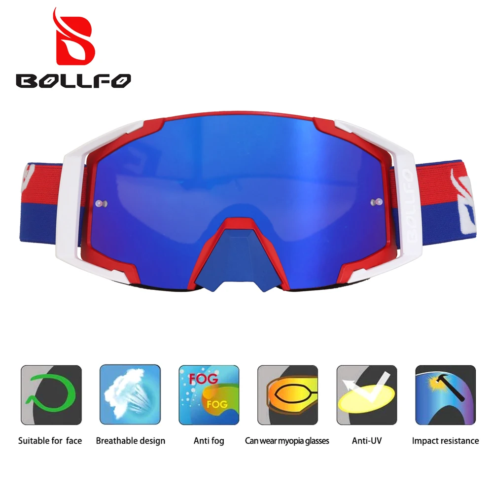 

BOLLFO Tactical Riding Goggles Dust Proof UV400 Protective Motocross Goggles Dual TPU Windproof Anti-Scratch Motorbike Eyewear