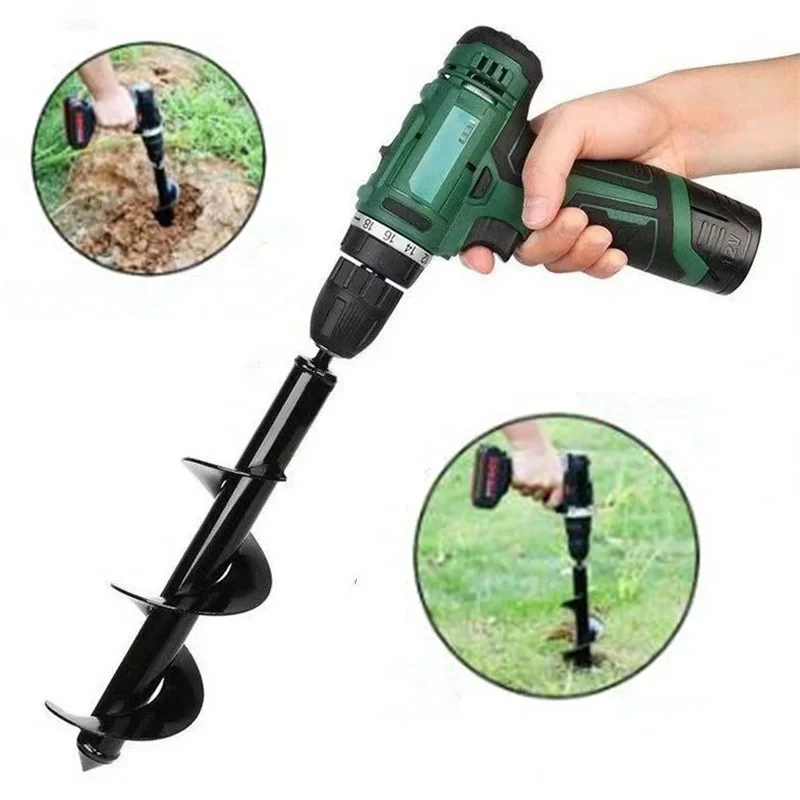 10x57cm Earth Auger Spiral Drill Bit Planter Drill Auger Yard Gardening Bedding Planting Hole Digger Replacement Garden Tools