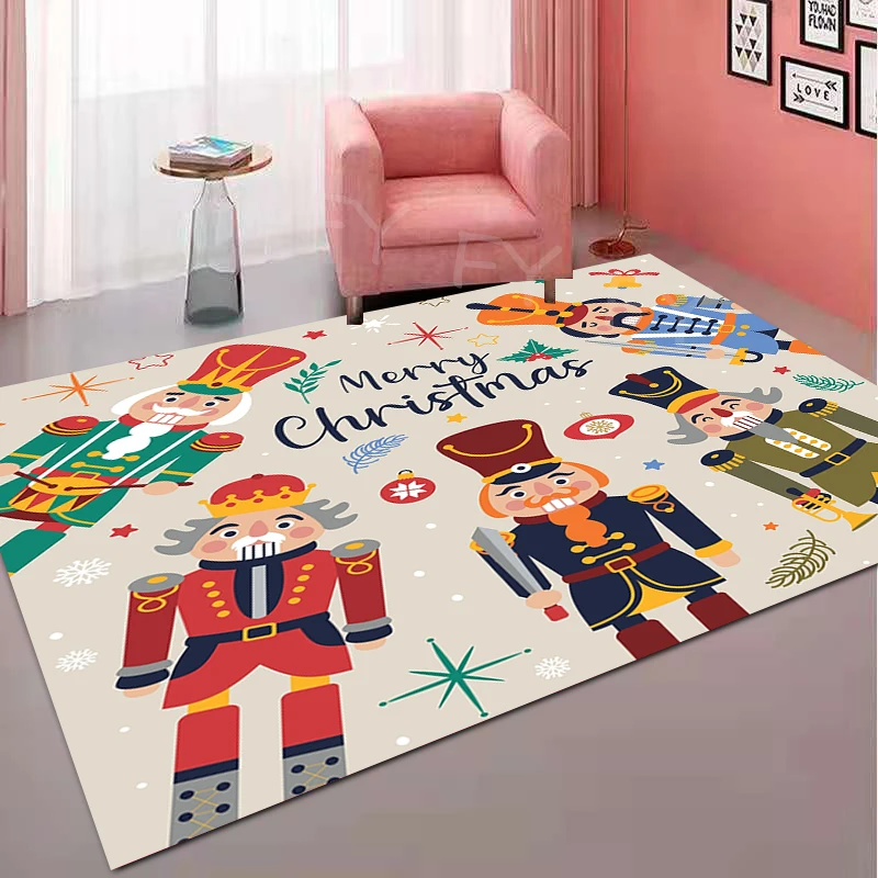 Red Christmas Nutcracker Carpet Home Living Room Bedroom Sofa New Year Decoration Carpet Holiday Party Decoration Door Mat