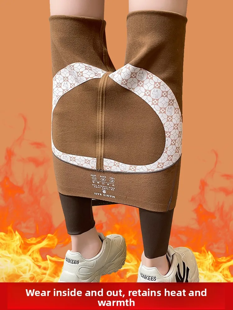 

Women's Fce Lined Yoga Pants High Waist Nine Length Thiened Fitn Exercise Trousers Anti Balling Slimming Pants