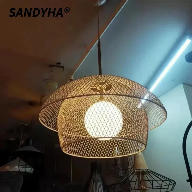 

SANDSHA Nordic Minimalist Chandelier Iron Mesh Design LED Lamp Apply To Living Room Decoration Dining Table Lighting Fixtures