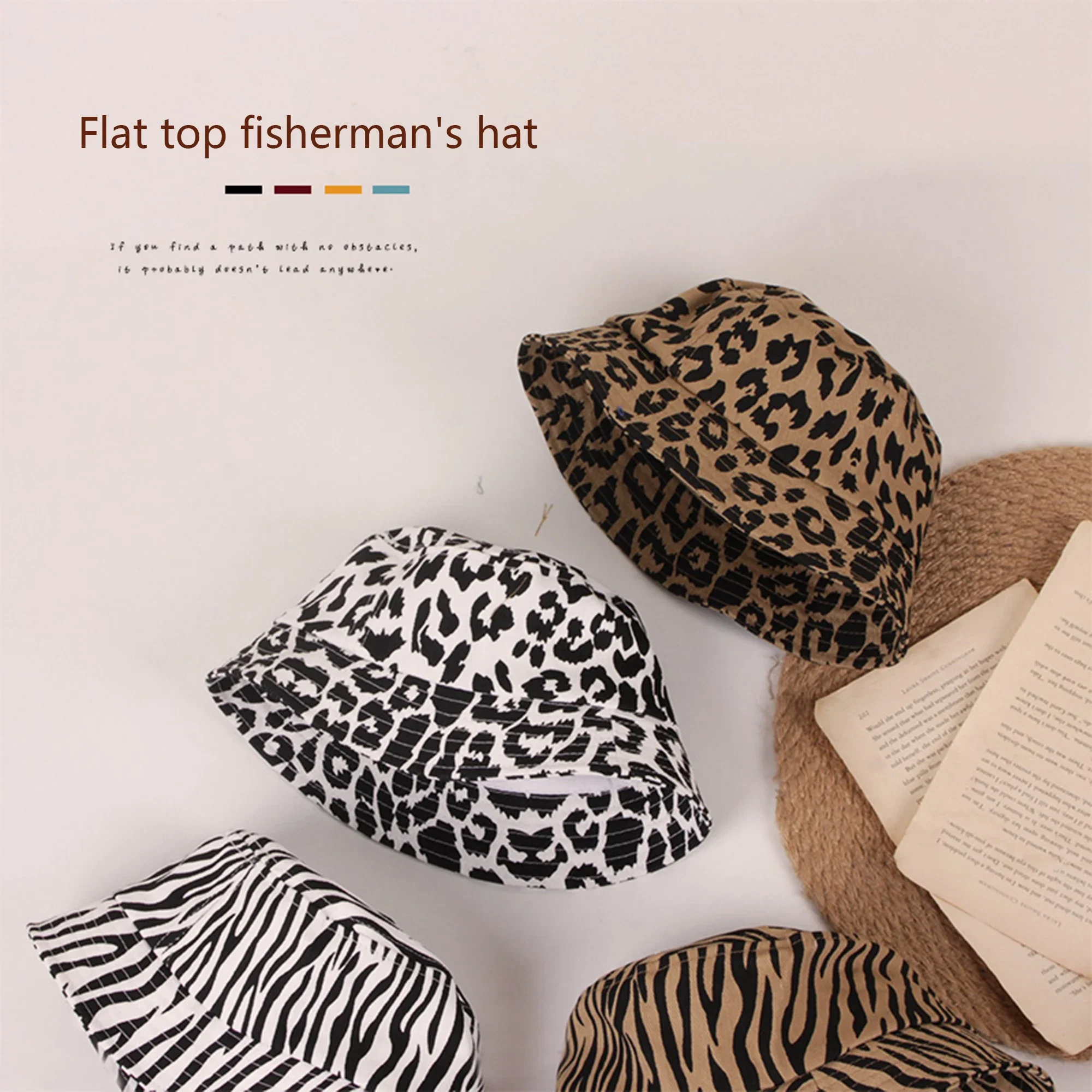 Sombrero de pescador de verano para niños pequeños, lindo patrón de animales de leopardo, ala corta, protección UV, sombrero de pescador para bebés de 2 a 6 años