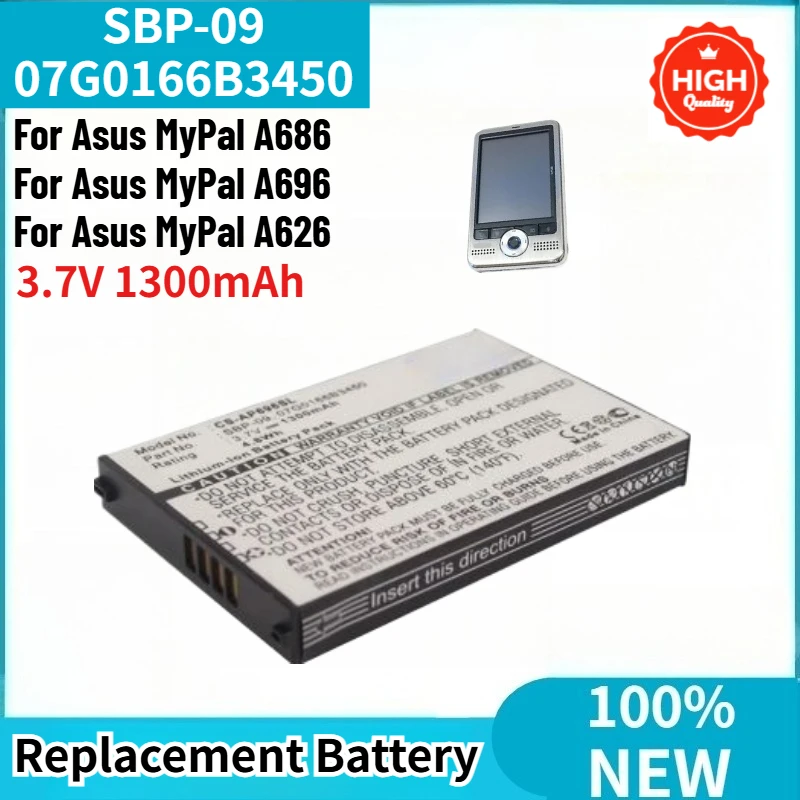 

SBP-09 07G0166B3450 High Quality GPS,PDA,Pocket PC Battery 3.7V 1300mAh for Asus MyPal A686, A696, A626 Brand New