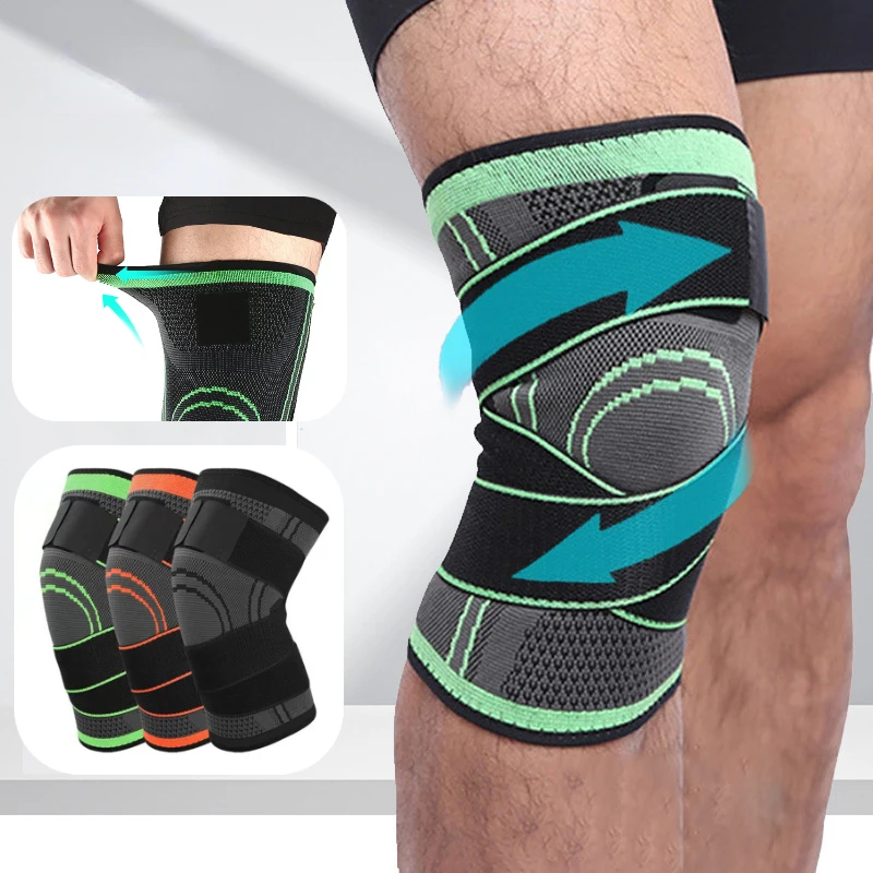 1pcs Nylon Adjustable Sports Knee Pad Knee Pain Relief Patella Stabilizer Brace Support for Hiking Soccer Basketball Run Sport