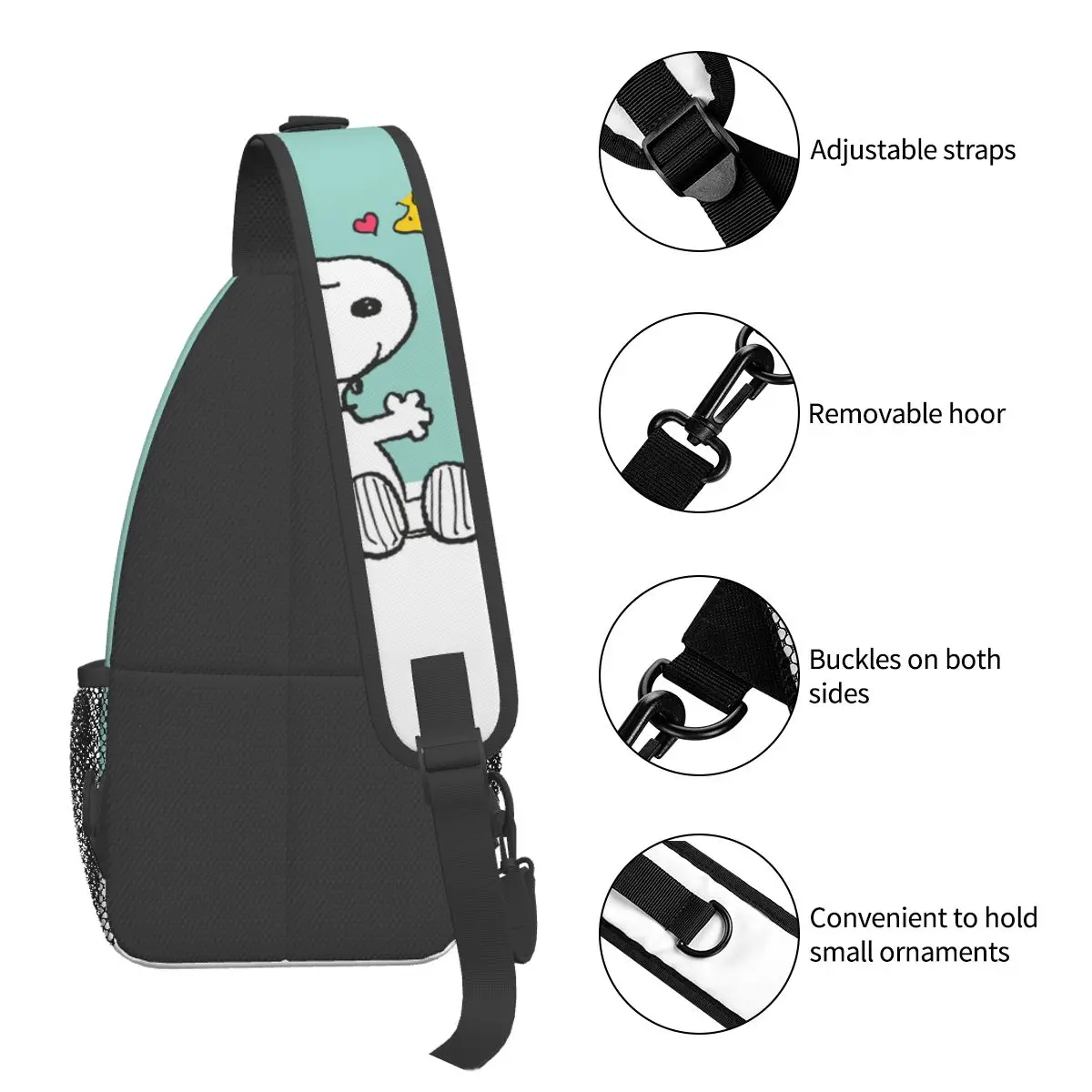 Personalizado impressão 3d s-noopys anime mochilas para viajar caminhadas saco de ombro crossbody peito mochila sling crossbody mochila