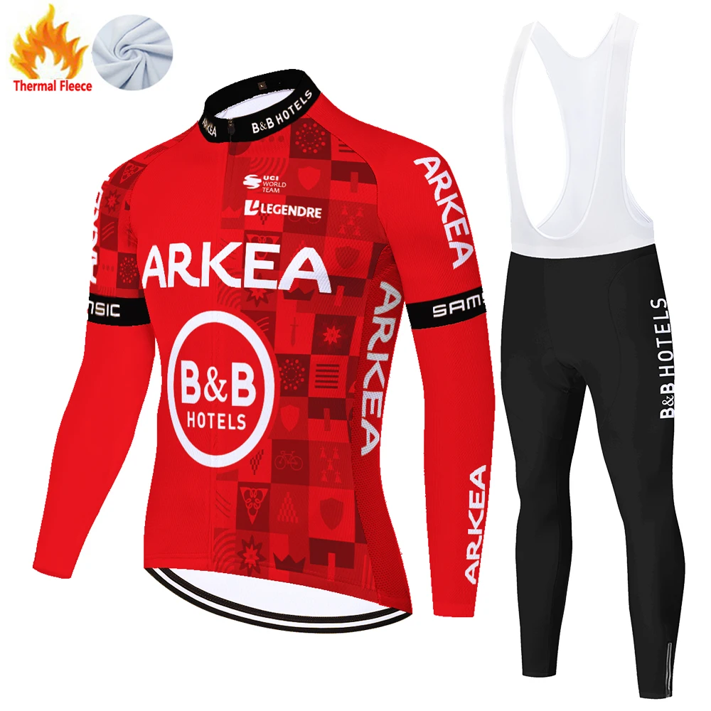 ARKEA SAMSIC Team 2024 Winter Cycling kit ciclismo Men Long Sleeve Jersey Suit Outdoor Riding Bike MTB Bib Pants