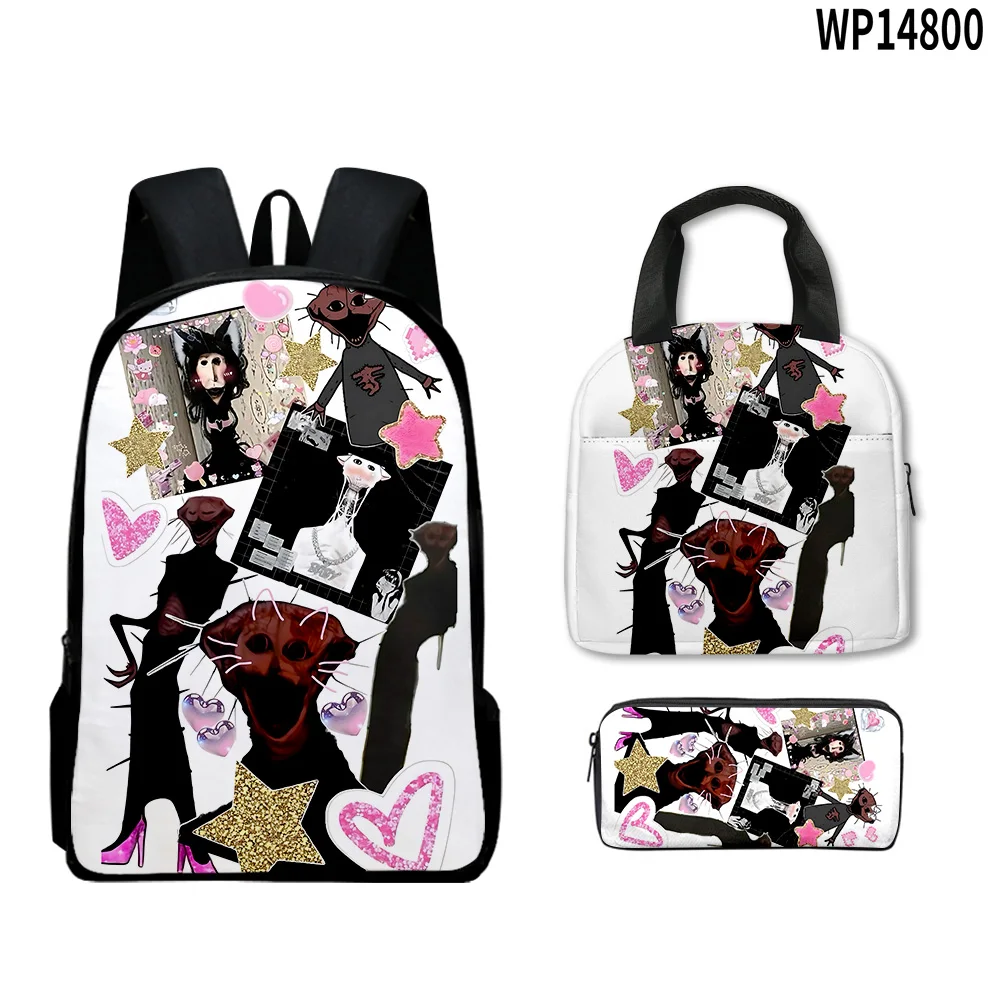Bolsas de viaje con estampado 3D de Harajuku, novedosas y divertidas, con diseño de Cook phenomenon, 3 unidades/juego, mochila para ordenador portátil, bolsa para el almuerzo, estuche para lápices