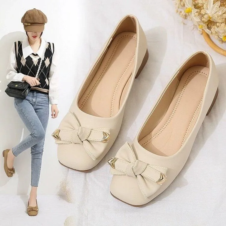 

Elastic Band Silk Bowtie Ballet Flats Women Round Toe Pink Bow Loafers Soft Bottom Mary Janes Female Silk Moccasins Big