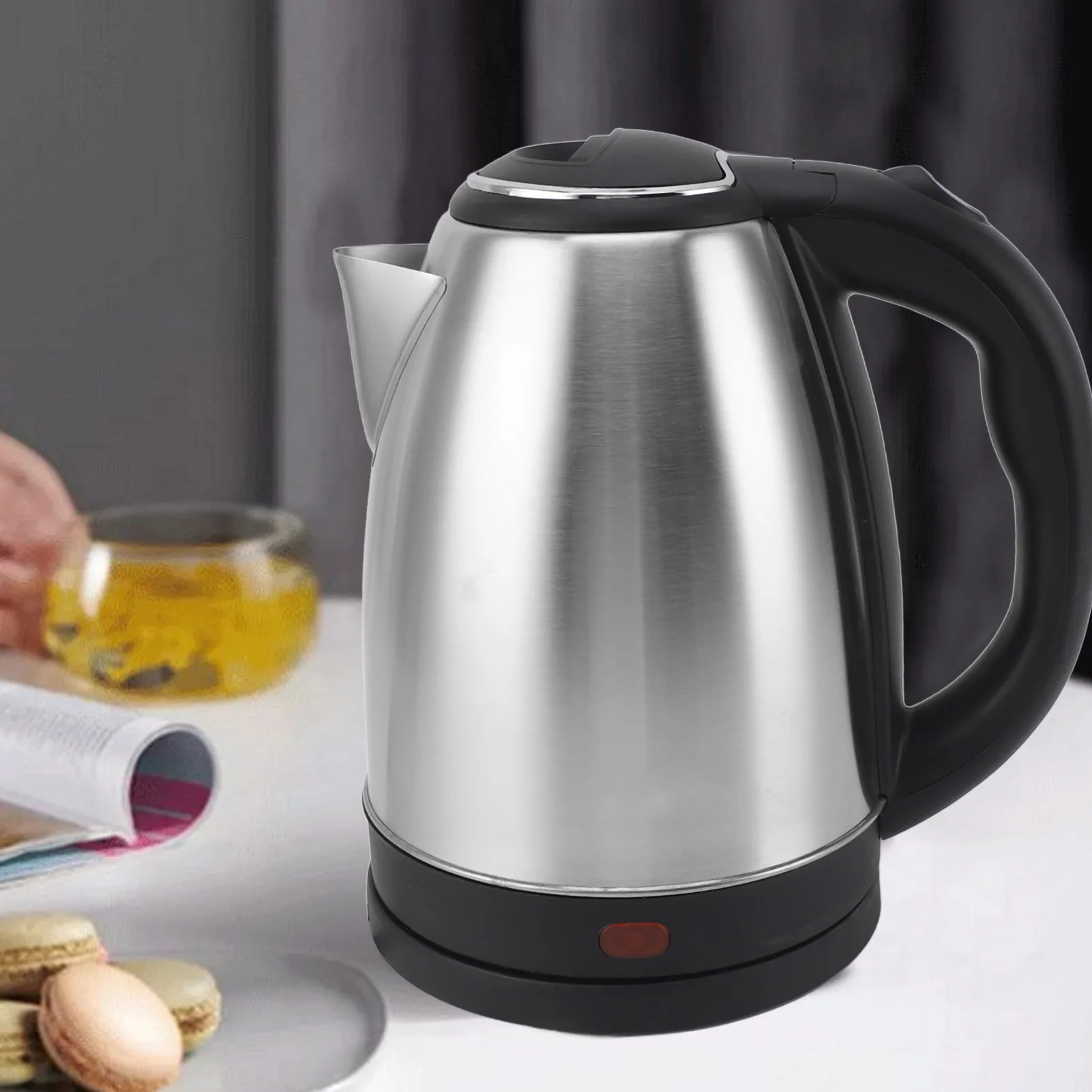 Bouilloire électrique à ébullition rapide 1000W, chauffe-eau en acier inoxydable 2L, arrêt automatique, poignée tactile fraîche de sécurité pour le thé au bureau et à domicile