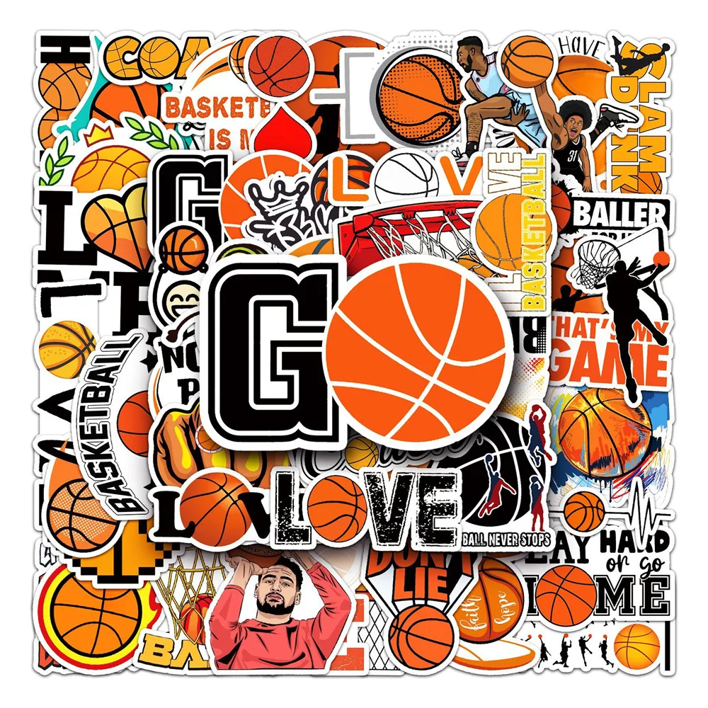 10/30/50PCS Basketball Personalized Graffiti Waterproof Sticker Cartoon Sports DIY Water Cup Refrigerator Guitar HelmetWholesale