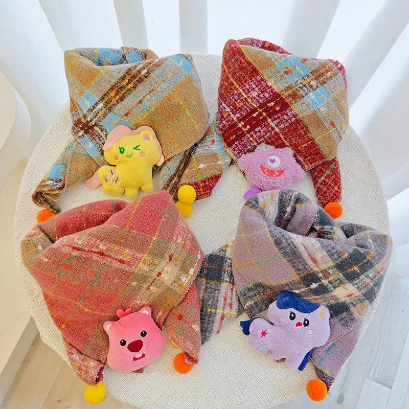 

Детский шарф Miniso на осень и зиму, теплый шарф с четырьмя углами для мальчиков и девочек, весенне-осенний тонкий стильный ветрозащитный шарф