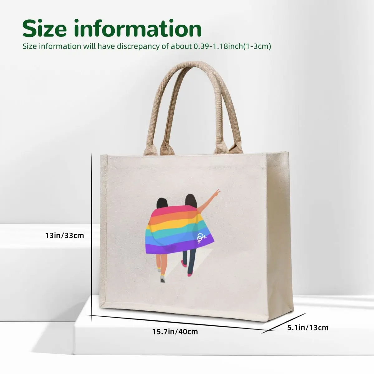 two girls with lgbt flag pride day love wins in colours and flowers , gift for pride day , lgbt yellow magenta , blue Tote Bag