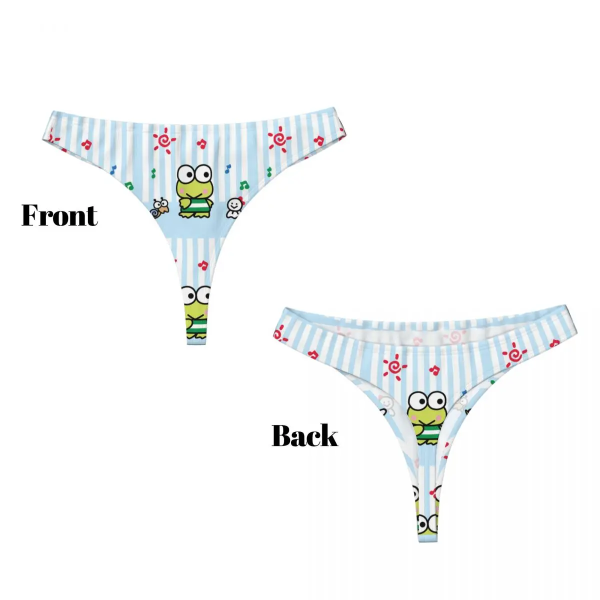 Custom Kawaii Keroppi G-string Thong Women Breathable Stretch Panties Underwear