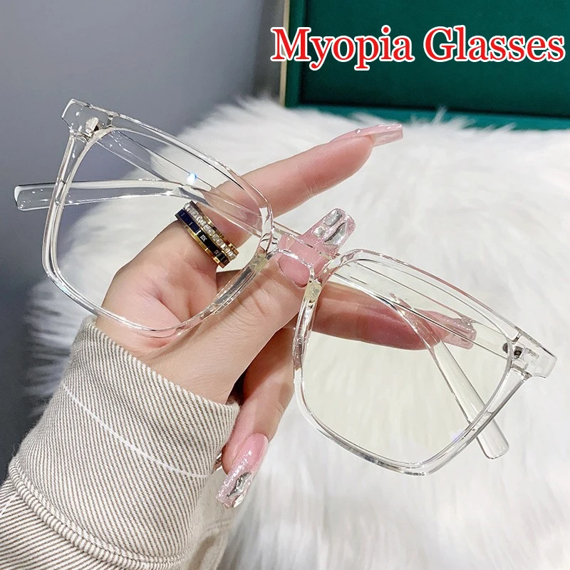 

Fashion Transparent Near Sight Glasses Blue Light Blocking Men Women Computer Eyewear Finished Prescription Myopia Eyeglasses