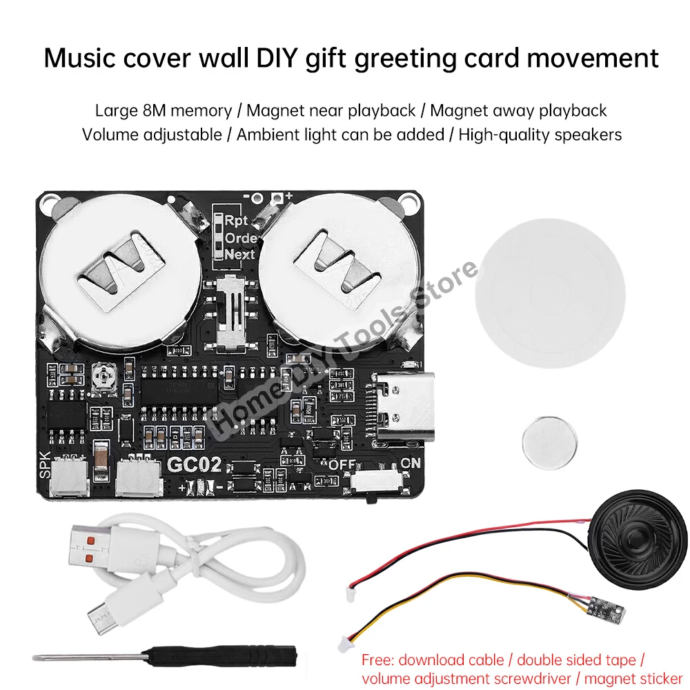 

Recordable Sound Module Magnet Control Sound Chip 8M MP3 WAV Music Voice Player Programmable Board with Speaker for DIY
