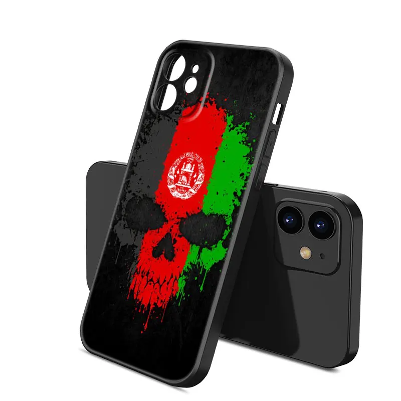 Afghan Afghanistan Flag Case For Apple iPhone 12 13 Mini 11 14 15 Pro Max 7 8 Plus X XR XS SE 2020 2022 Black Silicone Case