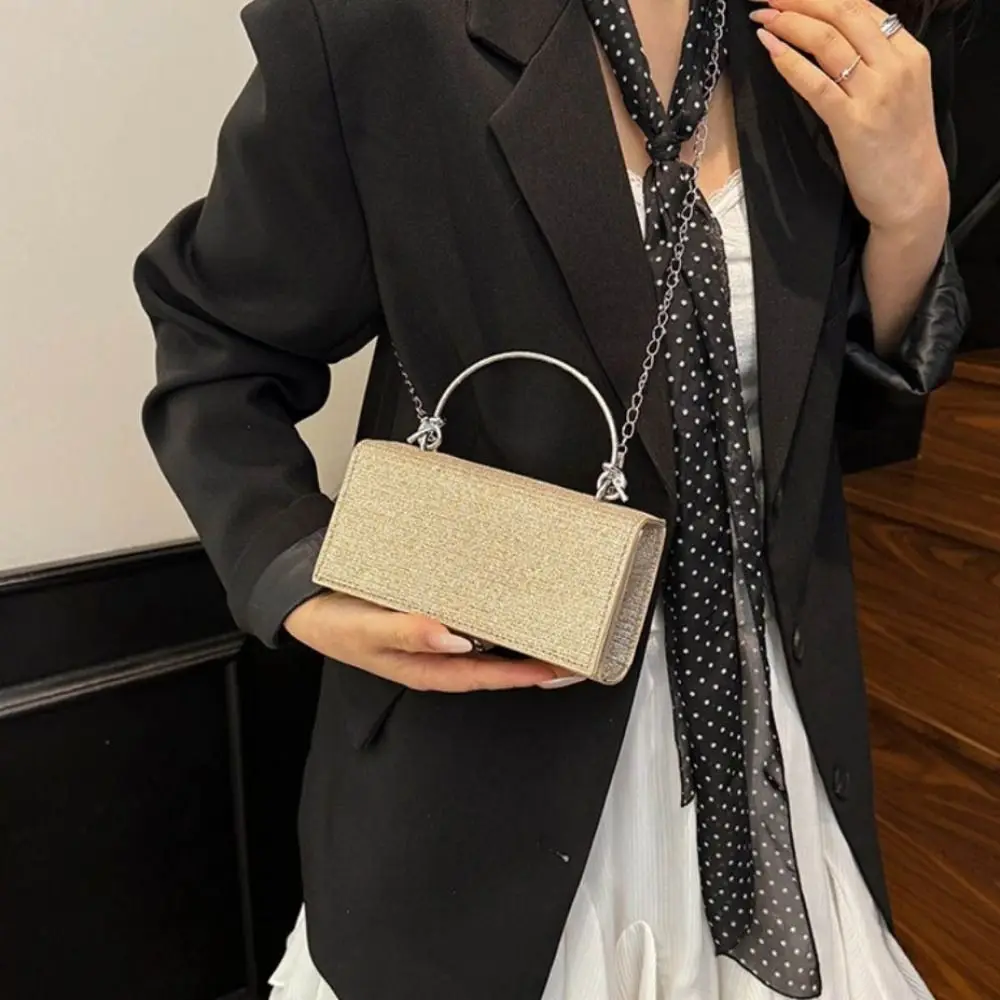 

Elegant Women Clutch Bag Metal Top Handle Trendy Evening Banquet Bag Shoulder Large Capacity Ladies Tote Handbag Women