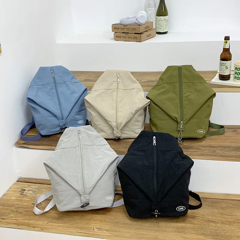 

Japanese Casual Art Canvas Backpack Ins Simple Personality Nylon Schoolbag Casual Fashion Lazy Wind Backpack