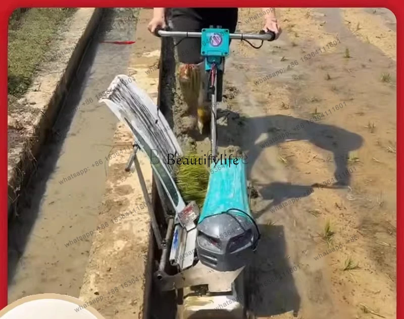 X4 Hand-pushed electric whole plate rice transplanter, edge-mending artifact, paddy field, small single-row rice seedlings