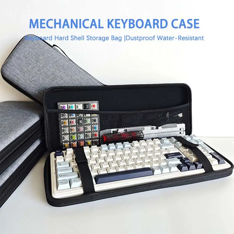 Bolsa de armazenamento para teclado mecânico, resistente à poeira e à prova de água - EVA Hard Shell se encaixa em teclados 61/68/75%/TKL/98%/travados de tamanho completo