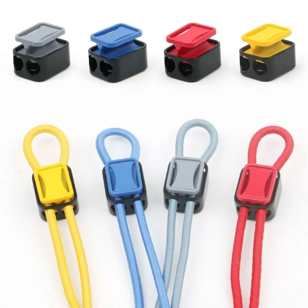 10PCS Durable Square Metal Cord Lock 2 Hole Anticorrosive Metal Spring Buckle Press Stopper Buckles Shoelace