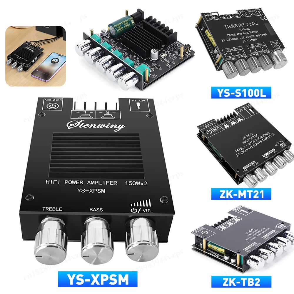 150Wx2 50WX2+100W Audio Power Amplifier Board Module Adjustment Subwoofer Stereo Treble Bass Bluetooth Digital Amplifier Board