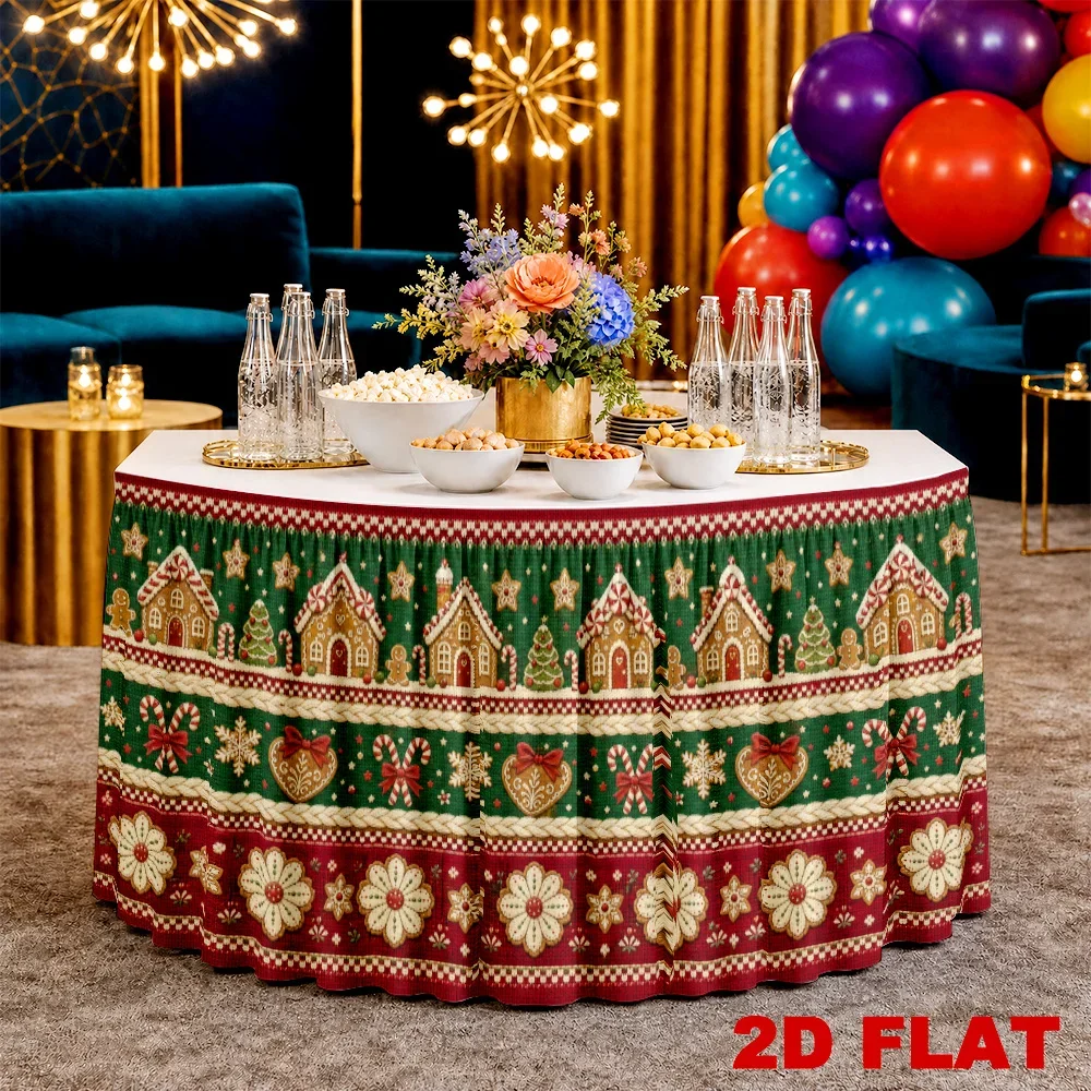2D flat Christmas gingerbread house snowflake tablecloth, 1-piece set, back-to-school season, Halloween, Thanksgiving