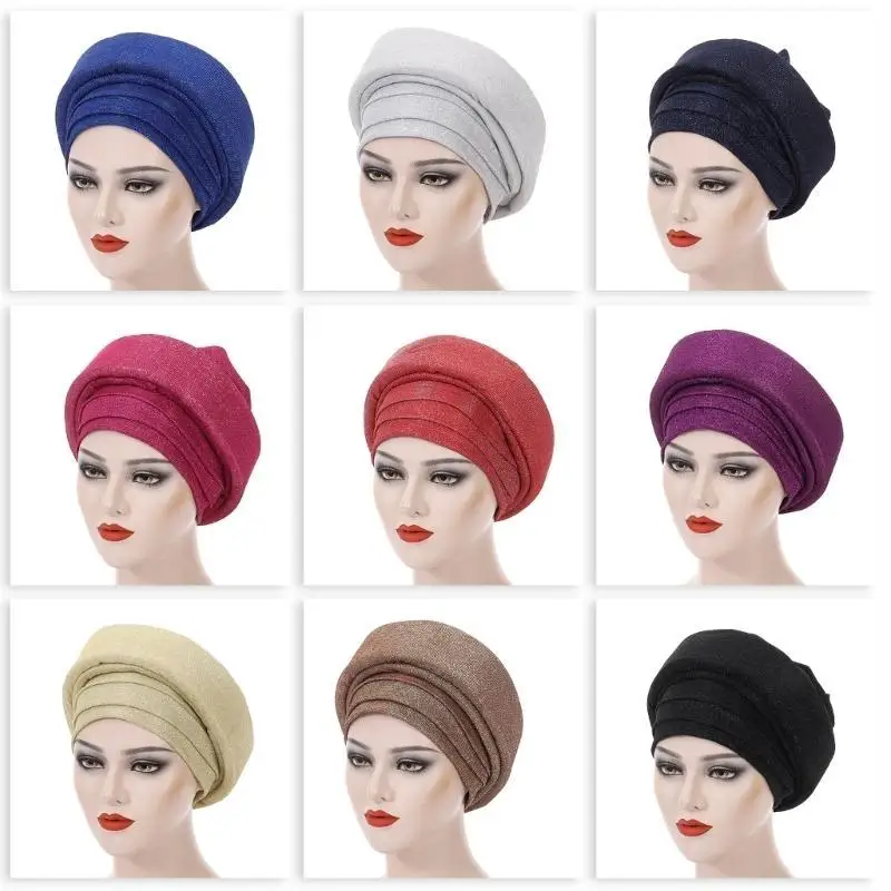 

39BB Glittered Headscarf Colorful Hat for Outdoor Party Colorful Hijab for Women