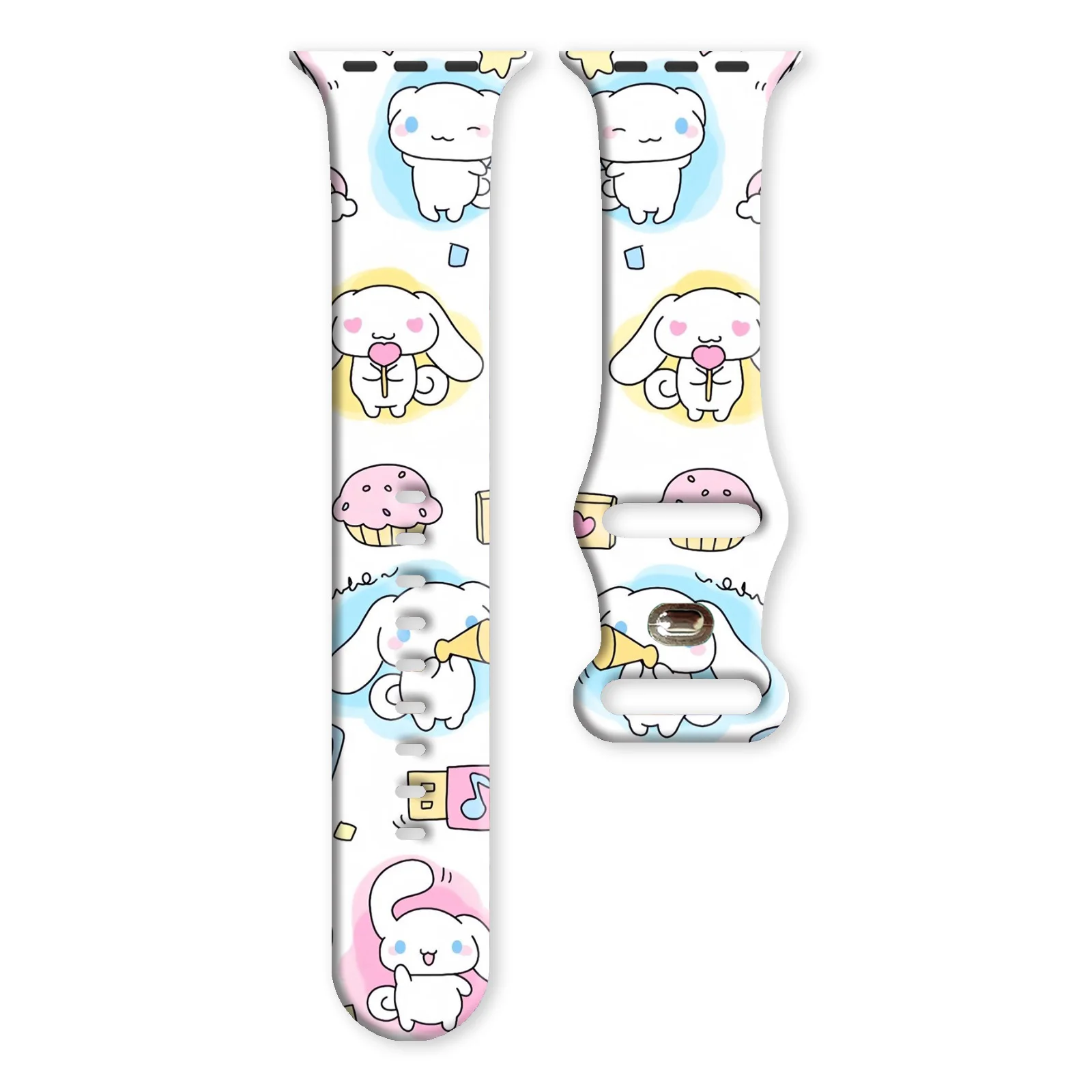 MINISO حزام مطبوع ملون لطيف لساعة أبل 11 10 9 سوار سيليكون قابل للاستبدال لساعة iWatch 46/44/42/41 مللي متر