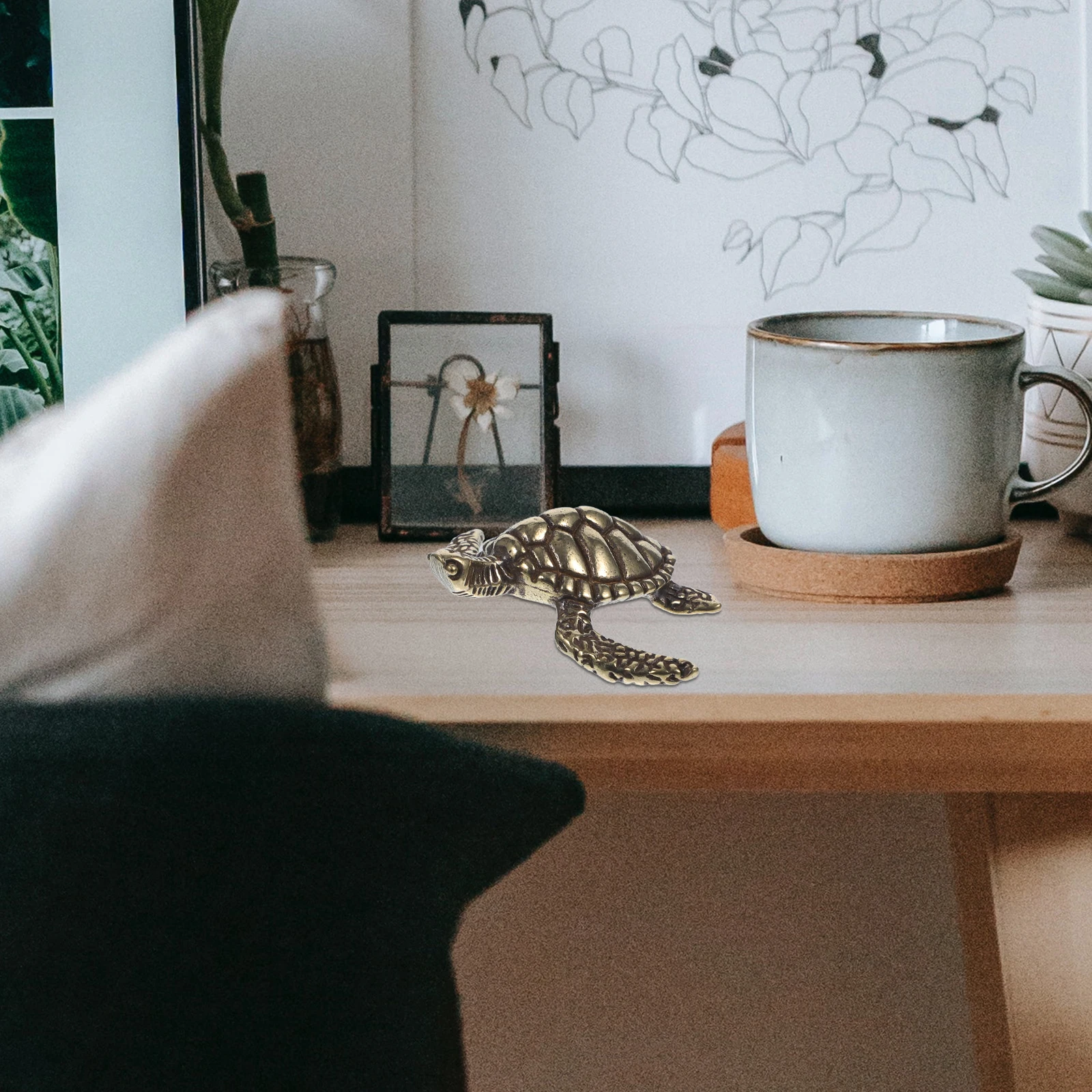 

1pc Brass Turtle Statue Solid Copper Tortoise Desktop Home Decor Sculpture For Gift Valentine Thanksgiving New Year