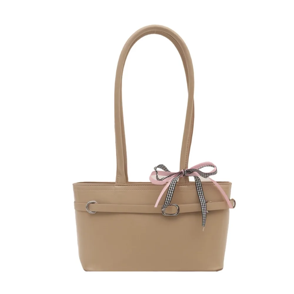 

Portable PU Leather Bow Ribbon Shoulder Bag Y2K Korean Style French Stick Underarm Bag Commuting Leisure Women Handbag Girls