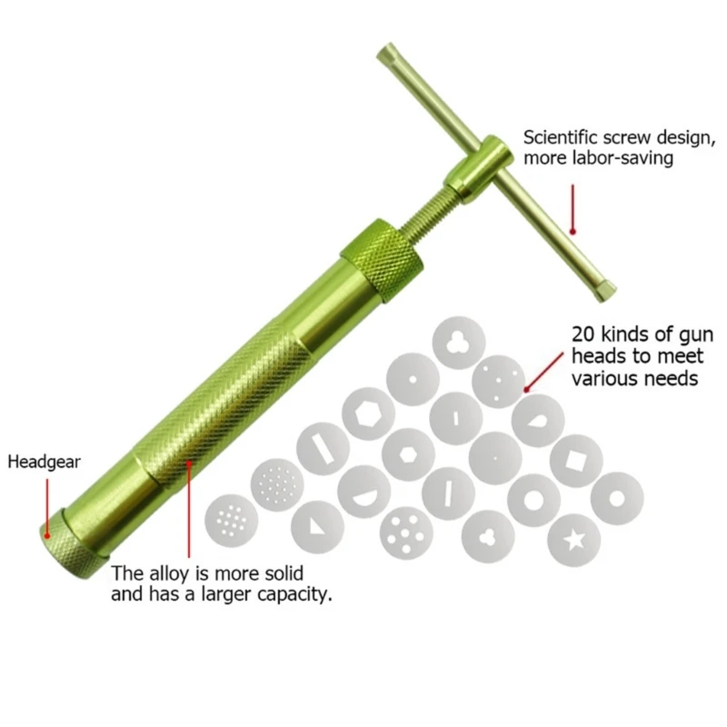 粘土押出機 20 チップ付きロータリーモールドツールセット フォンダンプレス シュガーペースト押出機 フォンダン彫刻装飾ツール
