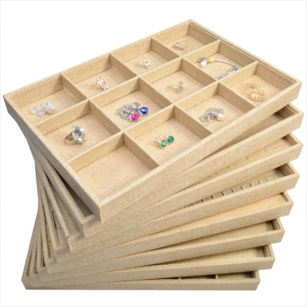 

Retro Jewelry Box Multifunctional Stackable Linen Jewelry Tray Bracelet Necklace Jewelry Organizer Jewelry Photography