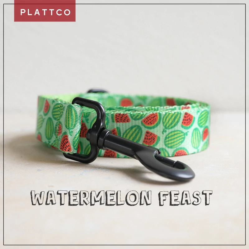 

PLATTCO personalized WATERMELON FEAST dog leash imitation nylon printed dogs puppy leash for small medium large 5 sizes PDL325